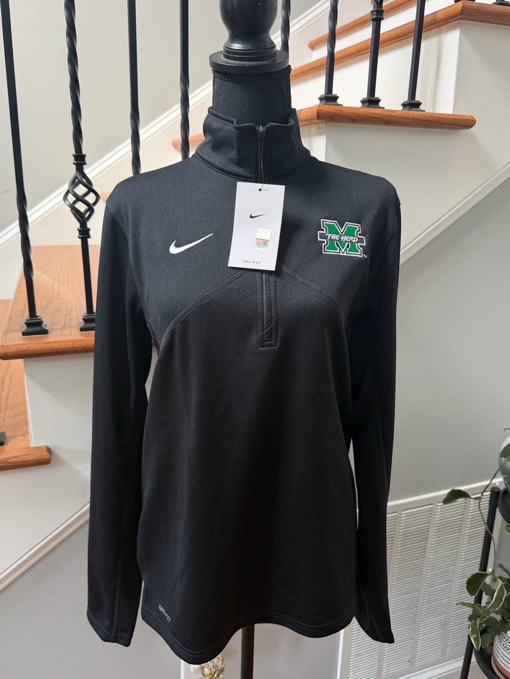NWT Nike Black Marshall University Half-Zip Pullover